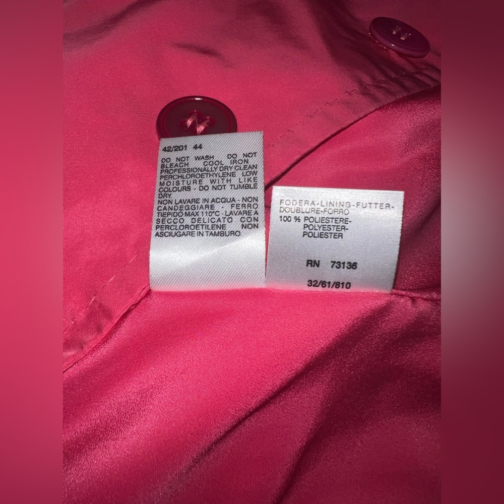 Max Mara Pink Cropped Silk Blend Jacket‎ Made In Italy Size 10 - Picture 8 of 9